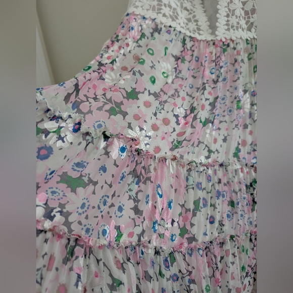 KATE SPADE Daisy Garden Devore Silk Blouse WOMEN'S L Floral Lace Romantic Pink - Picture 14 of 16